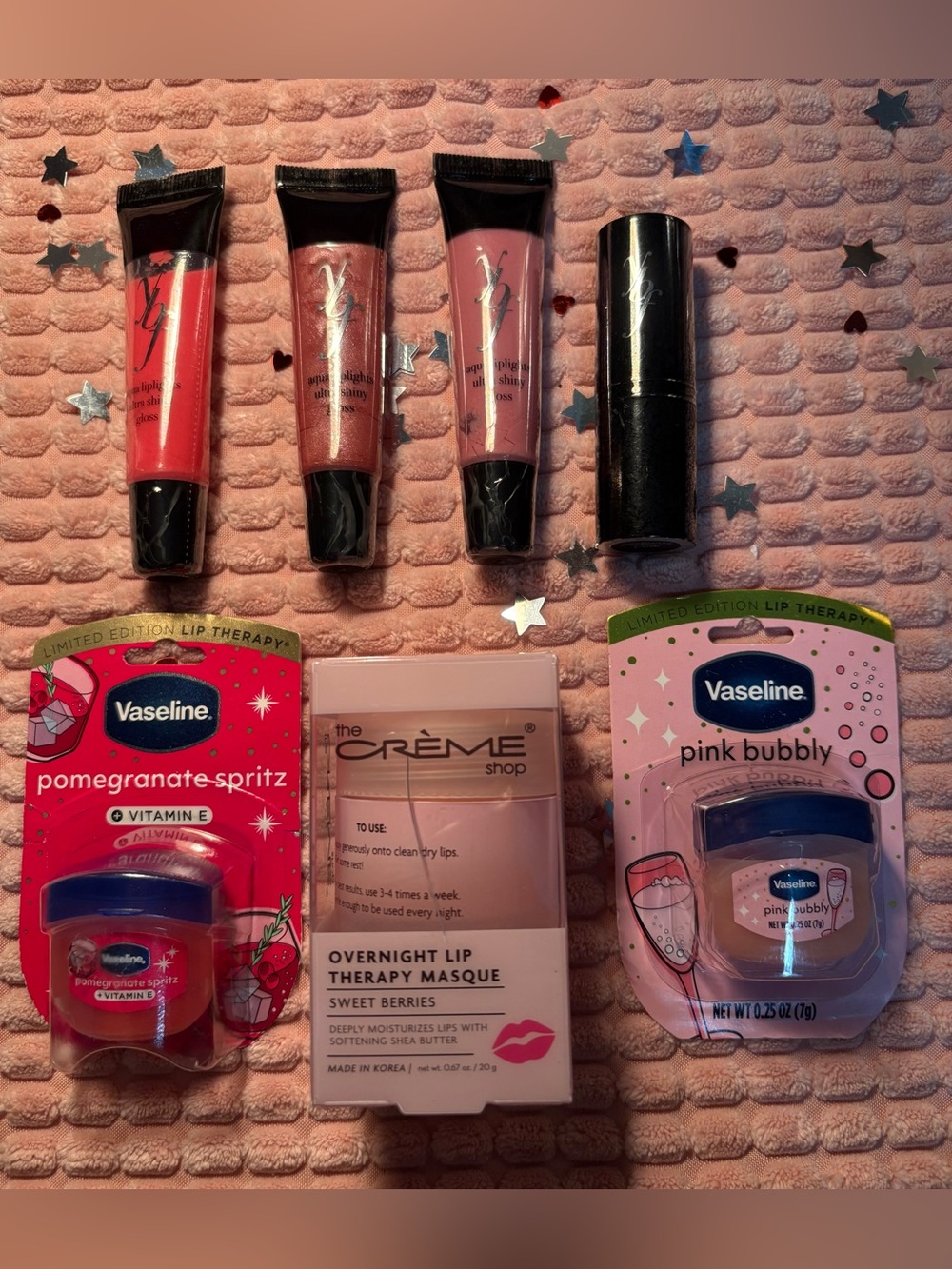 YBF Lip Gloss Set • Vaseline Lip Therapy • Crème Shop Lip Masque Beauty Bundle